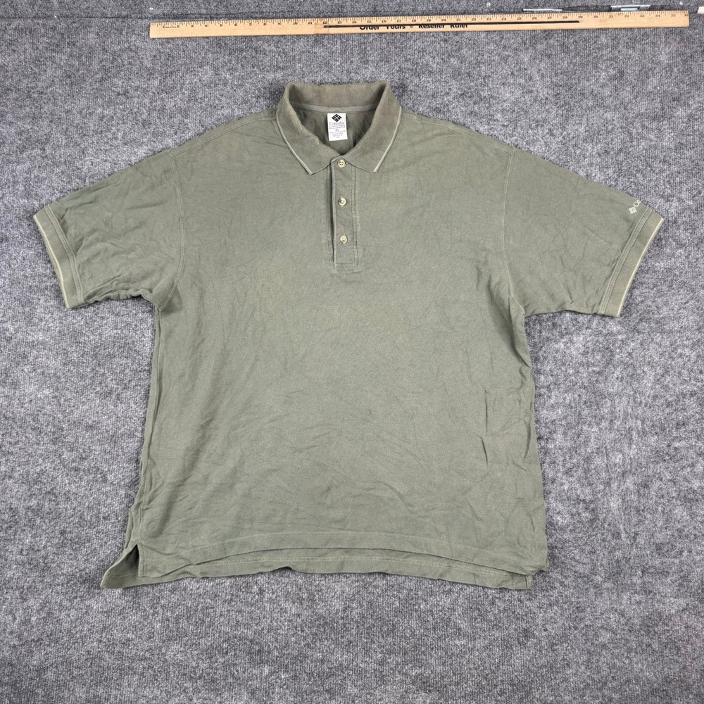 Columbia Polo Mens Size XL Green Cotton Short Sleeve Casual Outdoor Hiking Shirt